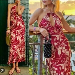 Reformation Yesenia Silk Dress Small Halter Column NWT